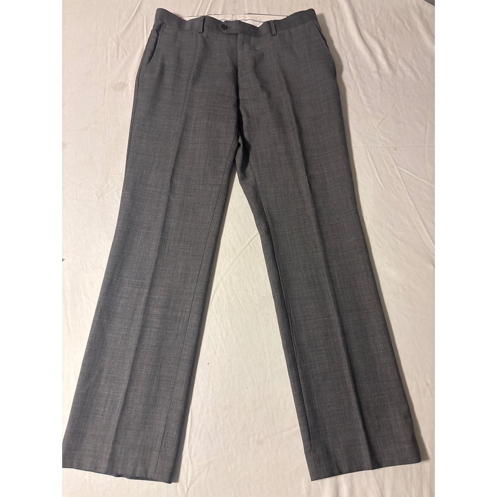 Charles Tywhitt Dress Pants Mens 34x30Grey Flat Front Straight Leg Wool Blend
